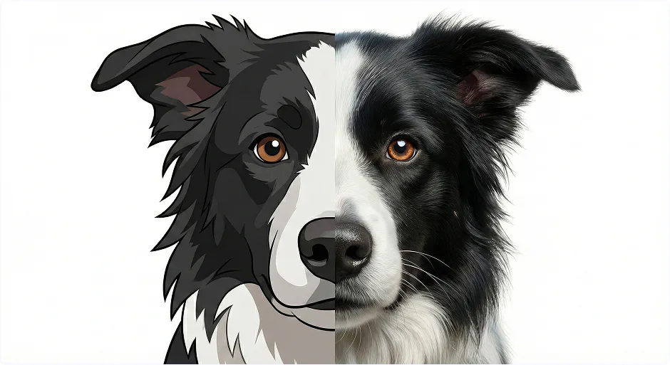 Dog ID and real photo comparison