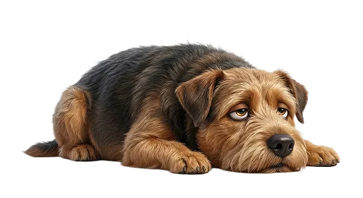 Overweight dog resting on the floor