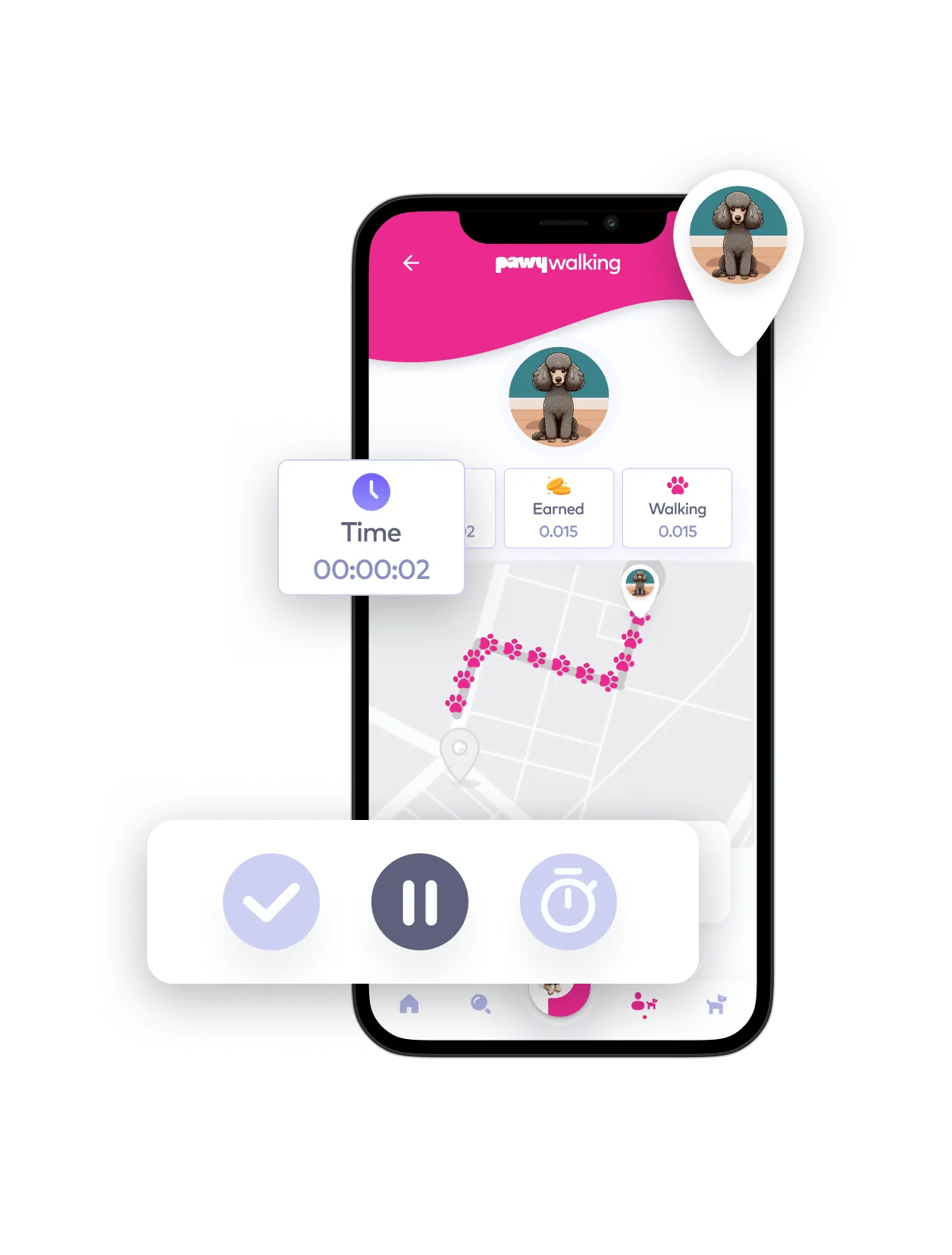 Pawy walking module screen