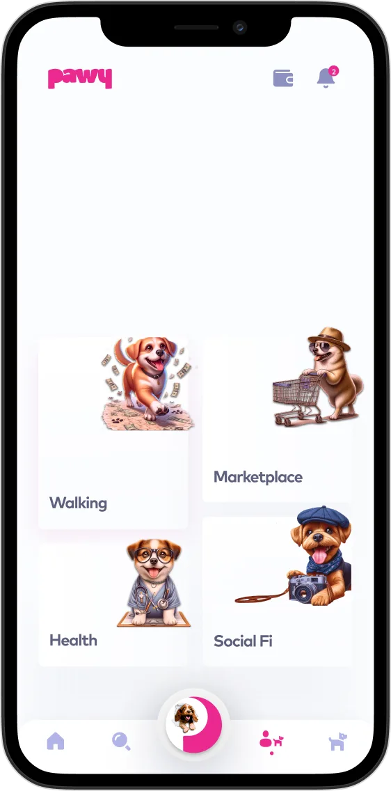 Pawy app preview on mobile